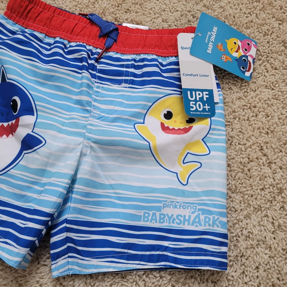 NWT Pinkfong Baby Shark Swim Trunks Boys 4T